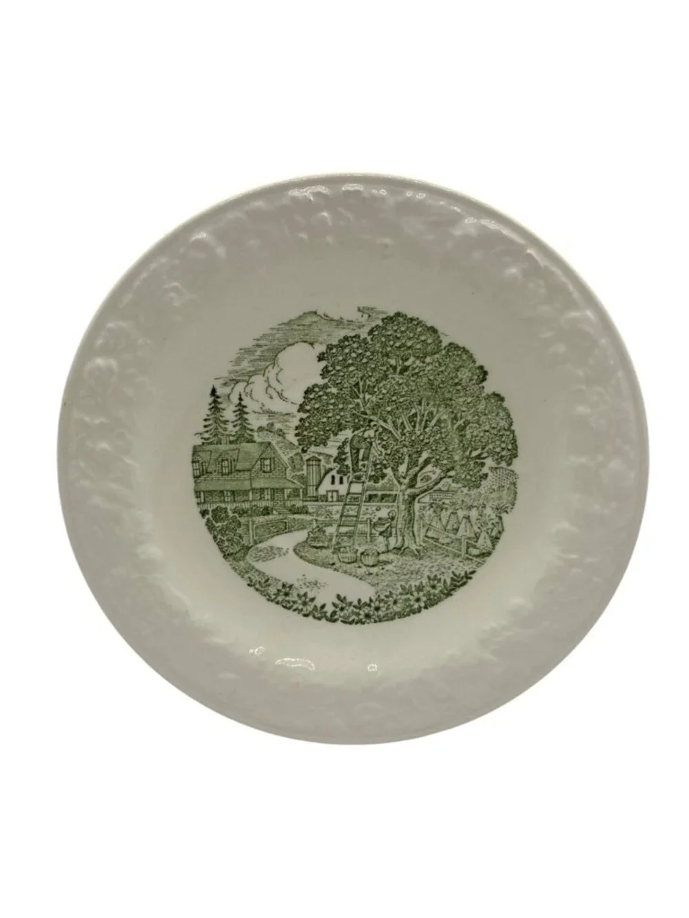 Vintage Taylor Smith Taylor Pastoral Green Transferware Trinket Dish Bread Plate